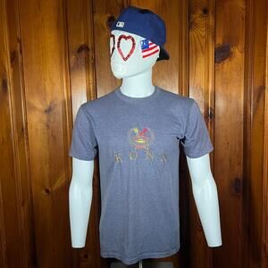 KONA BREWING M Y2K Hawaiian Beer T-Shirt Gray Embroidered Logo Crew